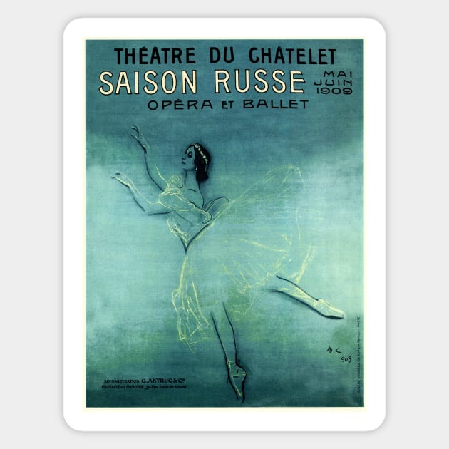 SAISON RUSSE French Opera and Ballet Art Nouveau Vintage Advertisement Sticker by vintageposters